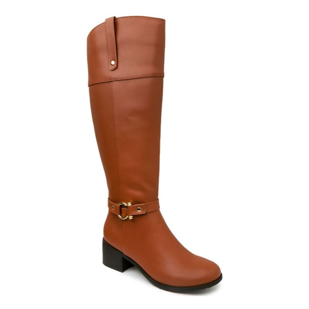 KAREN SCOTT Womens Beige Cushioned Wide Calf Vickyy Zip-Up Riding Boot 6 W